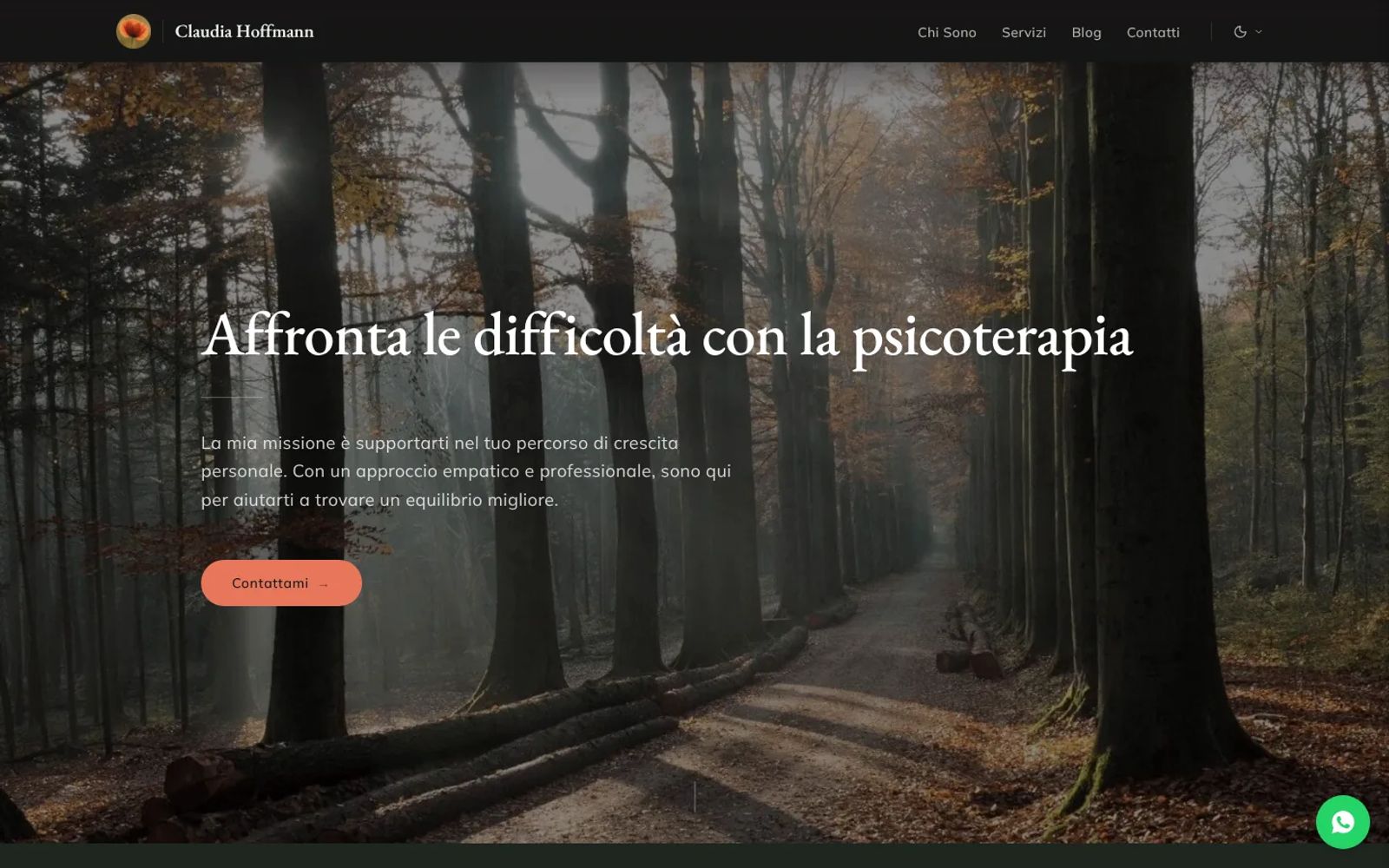 Homepage of the website of psychologist and psychotherapist Claudia Hoffmann, built with Abluo, desktop view