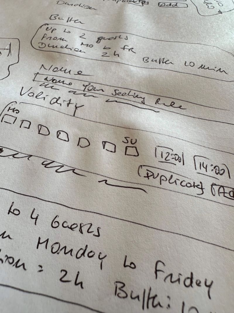 Drawn sketch of a part of the interface