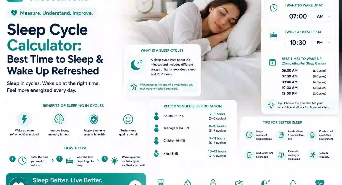 Sleep Cycle Calculator: Best Time to Sleep & Wake Up