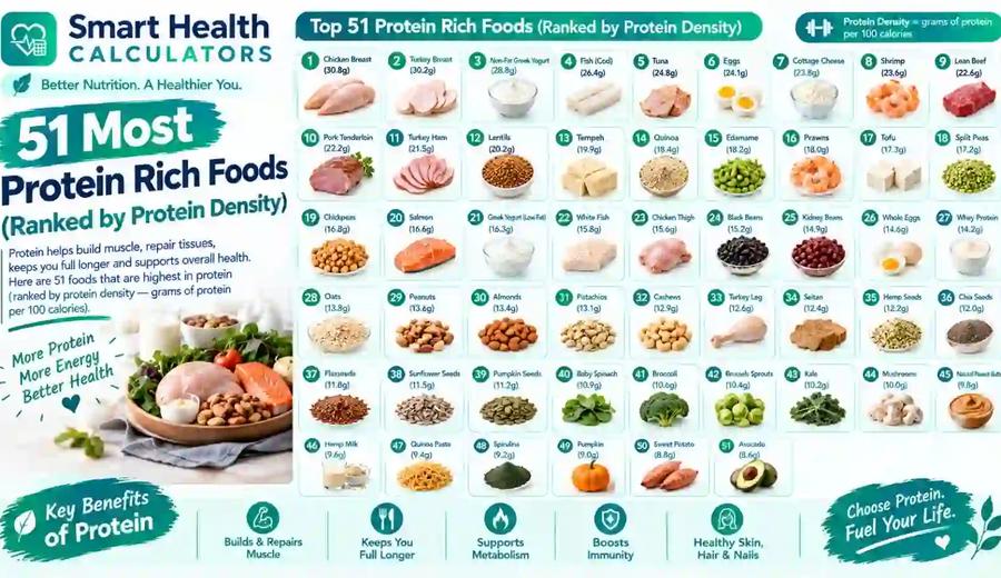 51 Most Protein Rich Foods (Ranked by Protein Density)