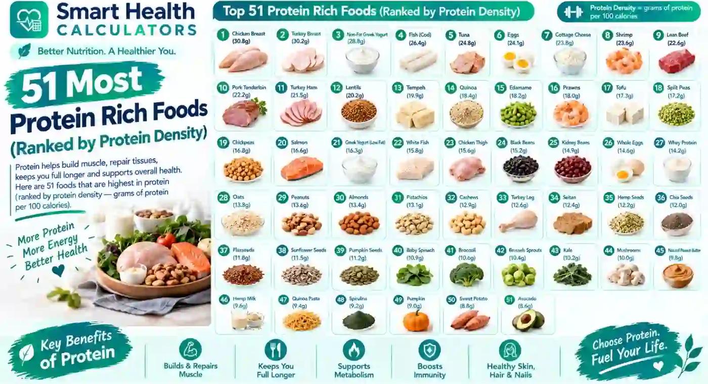 51 Most Protein Rich Foods (Ranked by Protein Density)
