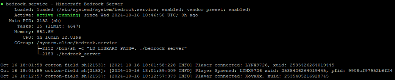Minecraft Bedrock Server Status as service