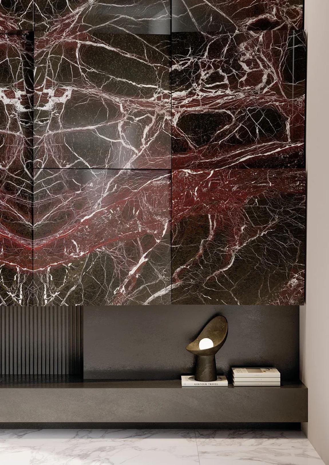 Rosso Domus porcelain slab installation
