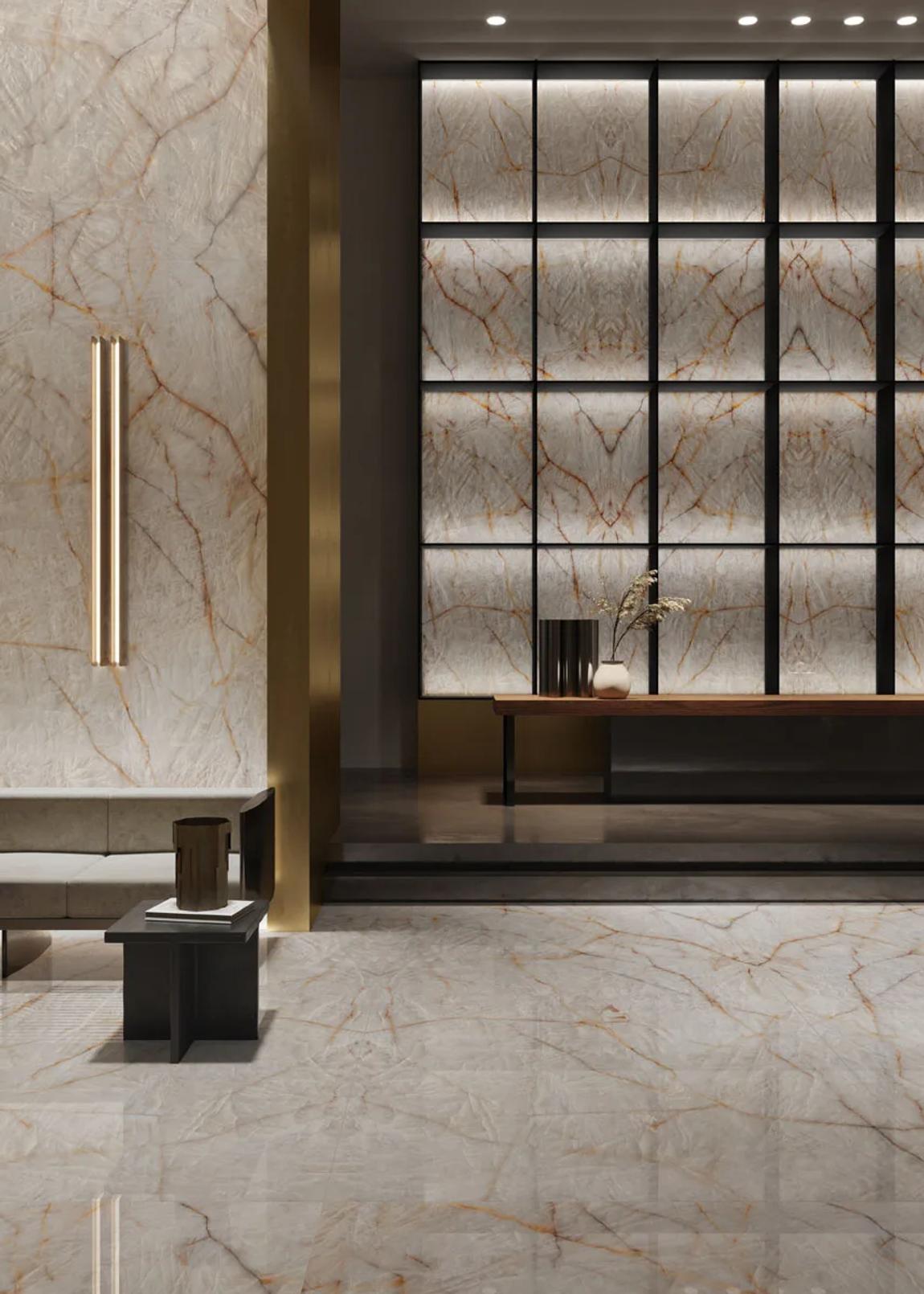 Crystal Clear porcelain slab installation