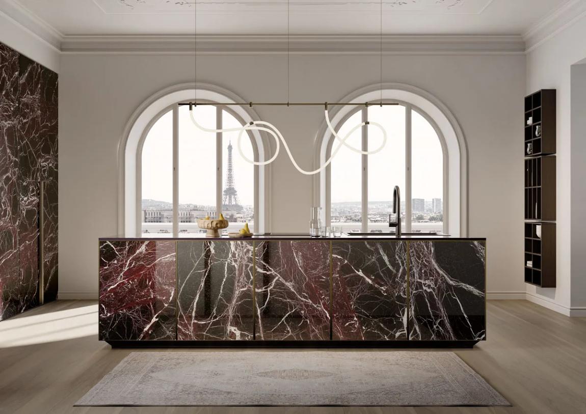 Rosso Domus porcelain slab installation