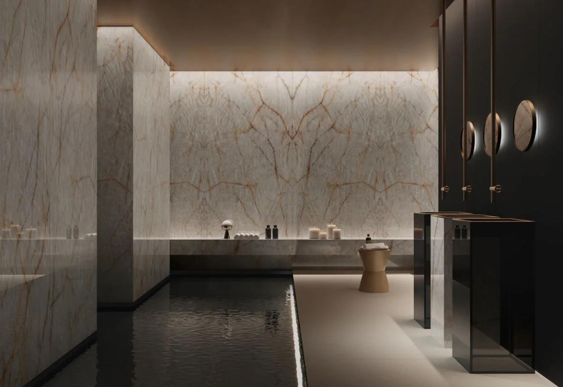 Crystal Clear porcelain slab installation