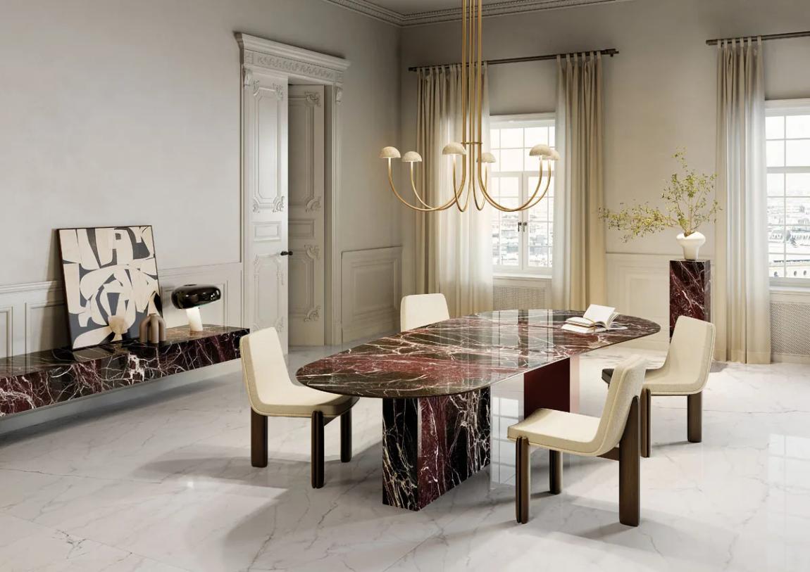 Rosso Domus porcelain slab installation