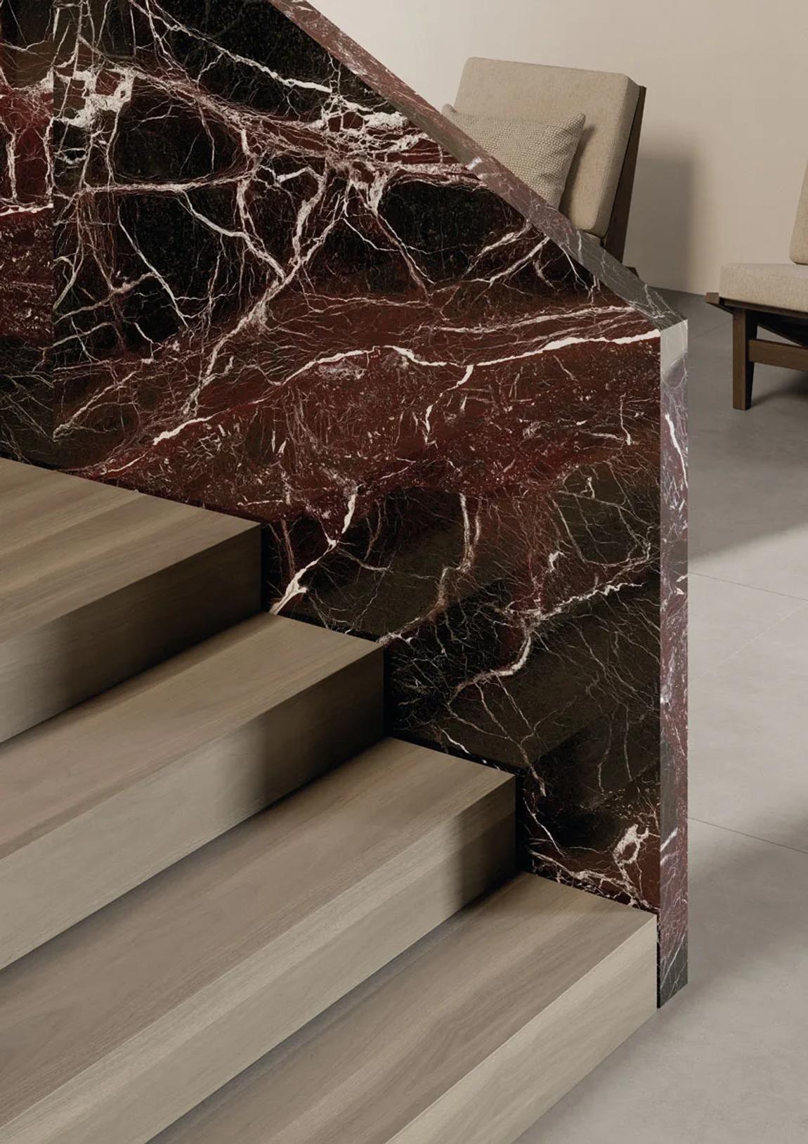 Rosso Domus porcelain slab installation