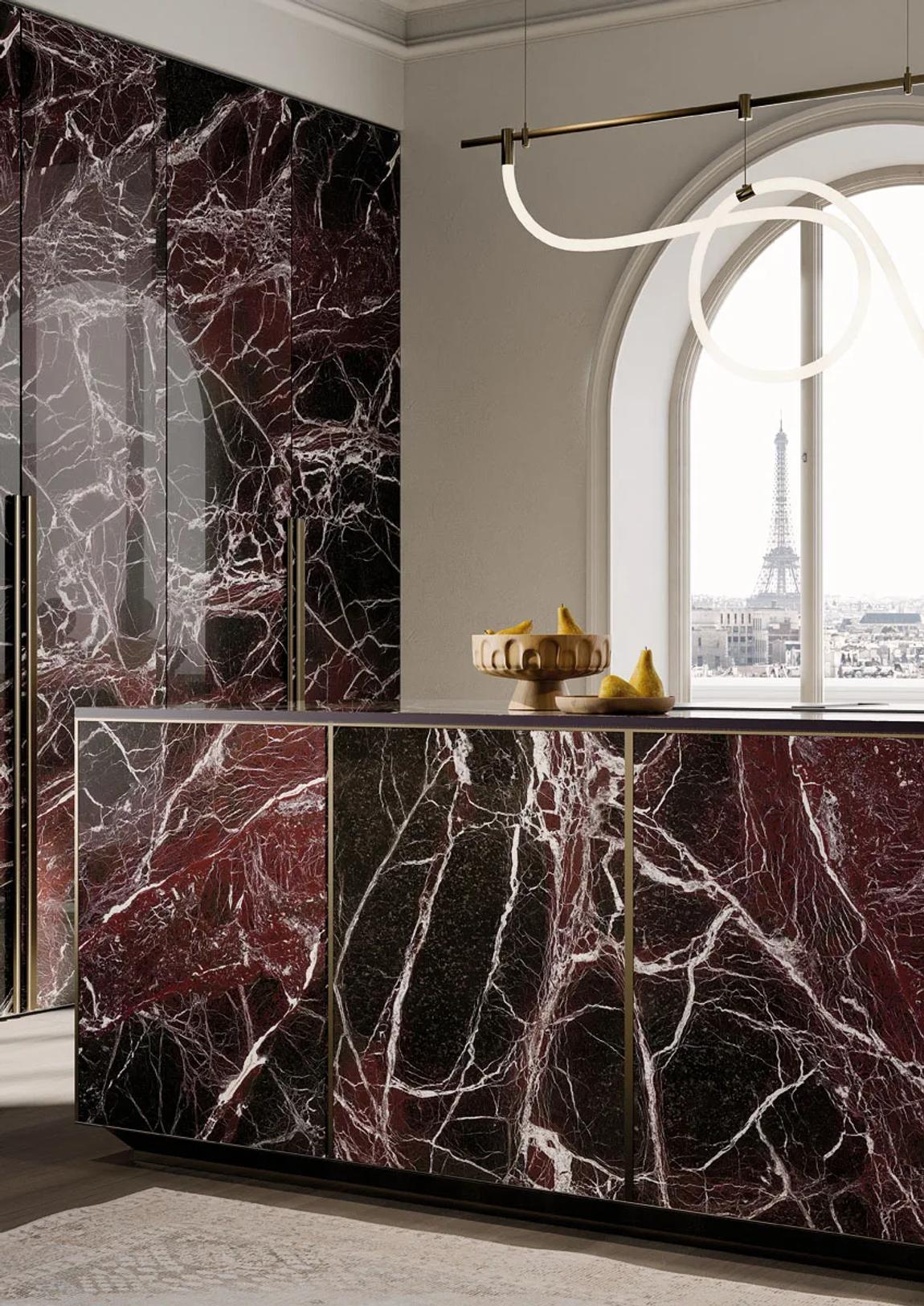 Rosso Domus porcelain slab installation
