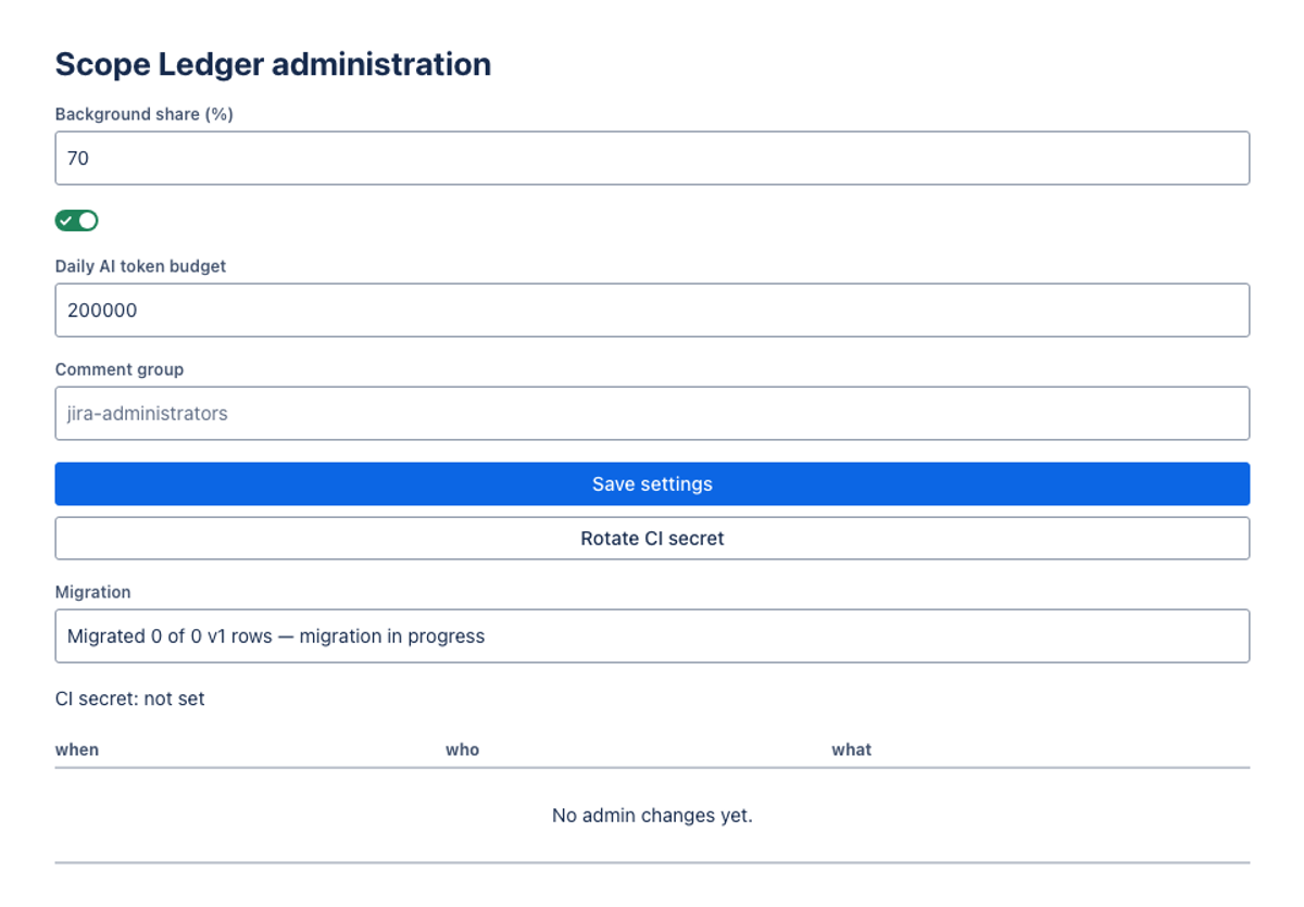 Hy4 preview, single model via OpenRouter on the Forge 2.0 agentic benchmark — Admin panel (UI Kit) · light: drawn by the benchmark from the app's component tree, not by Jira.