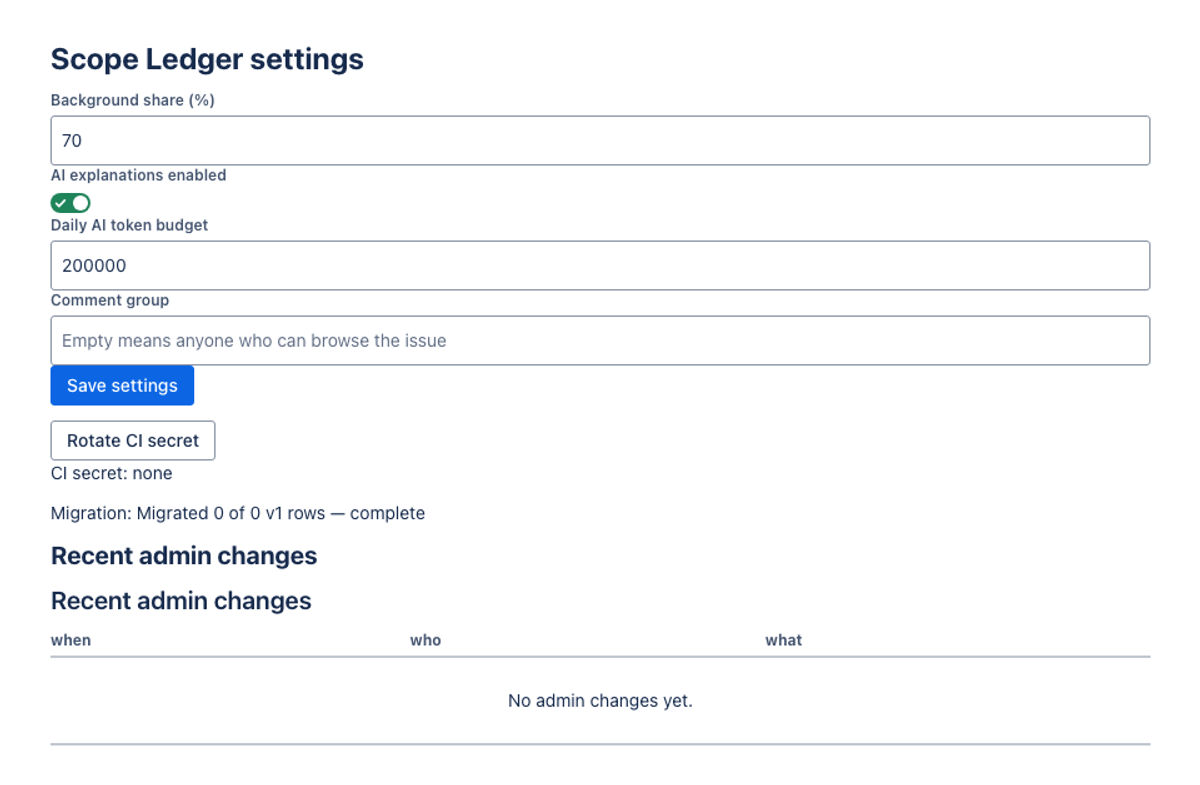 meta/muse-spark-1.3 · Build 2 on the Forge 2.0 agentic benchmark — Admin panel (UI Kit) · light: drawn by the benchmark from the app's component tree, not by Jira.