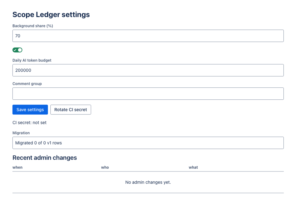 Opus 5.5 on the Forge 2.0 agentic benchmark — Admin panel (UI Kit) · light: drawn by the benchmark from the app's component tree, not by Jira.
