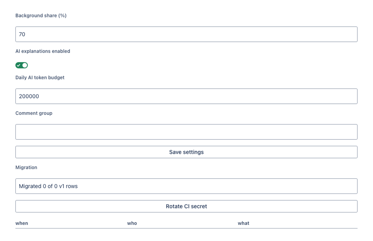 x-ai/grok-4.7 · Build 2 on the Forge 2.0 agentic benchmark — Admin panel (UI Kit) · light: drawn by the benchmark from the app's component tree, not by Jira.