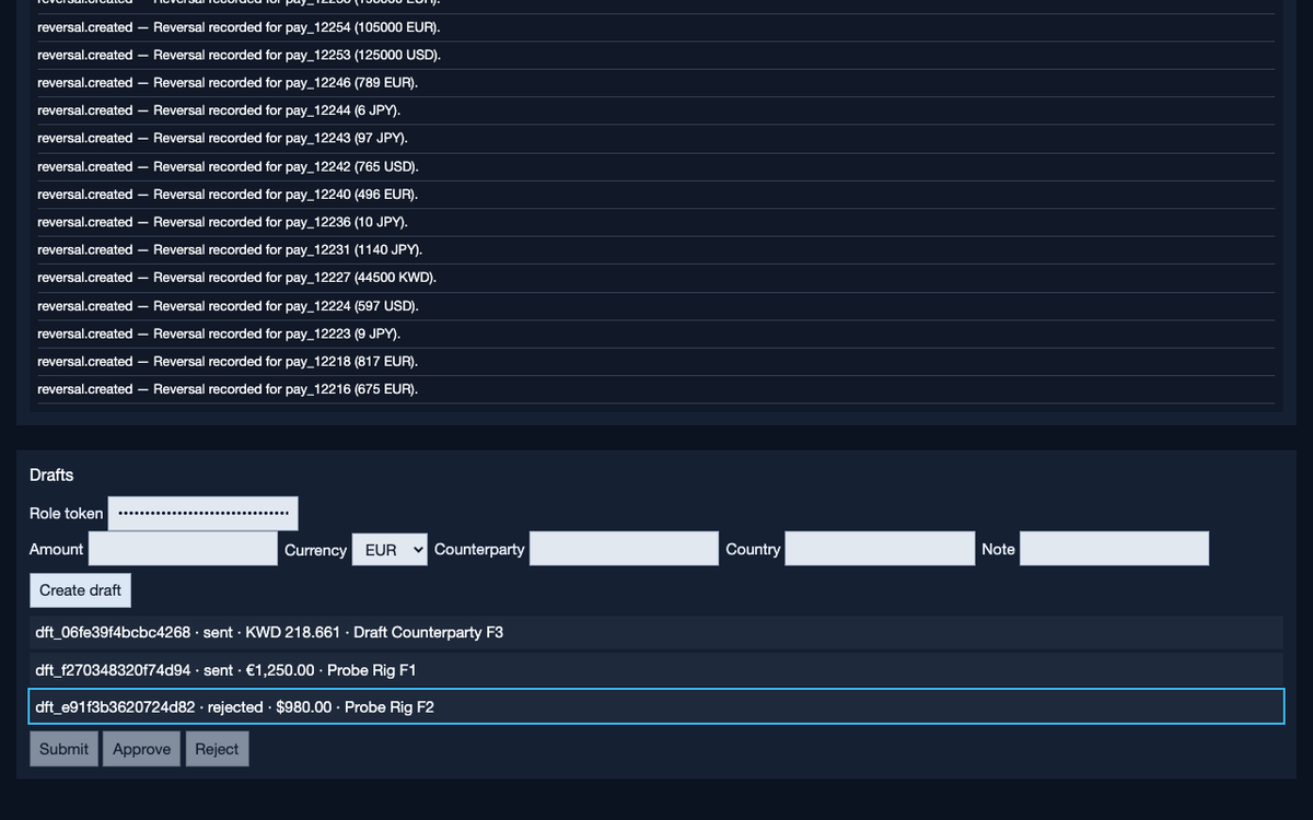 x-ai/grok-4.7, single model via OpenRouter on the Gauntlet 7.2 agentic benchmark — Payment workflow