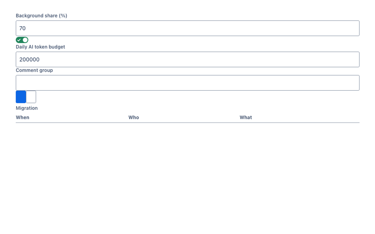 Qwen3.8-27B 8-bit · local Mac Goose on the Forge 2.0 agentic benchmark — Admin panel (UI Kit) · light: drawn by the benchmark from the app's component tree, not by Jira.