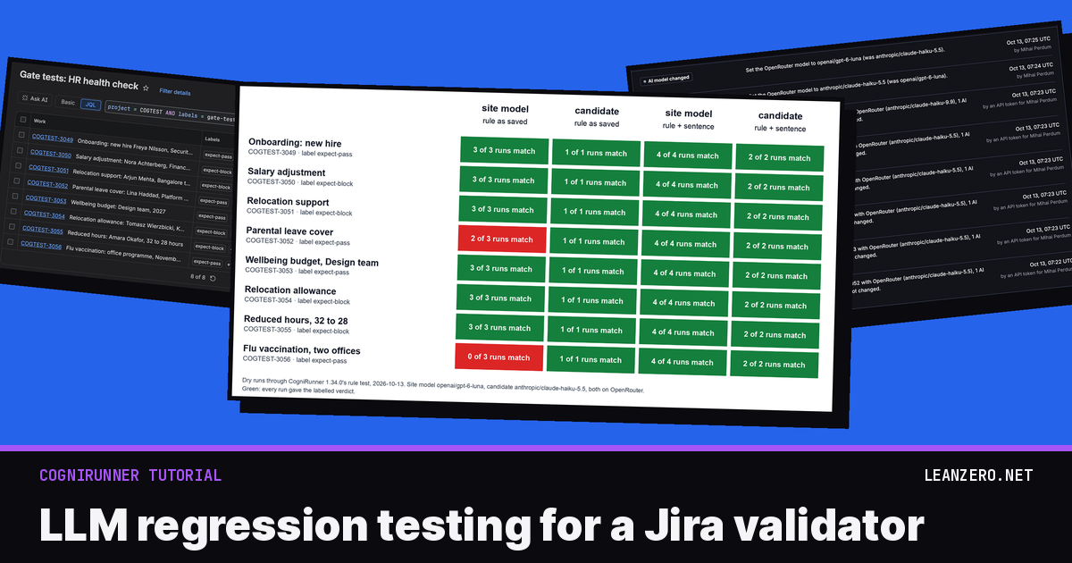 LLM Regression Testing for Jira with CogniRunner