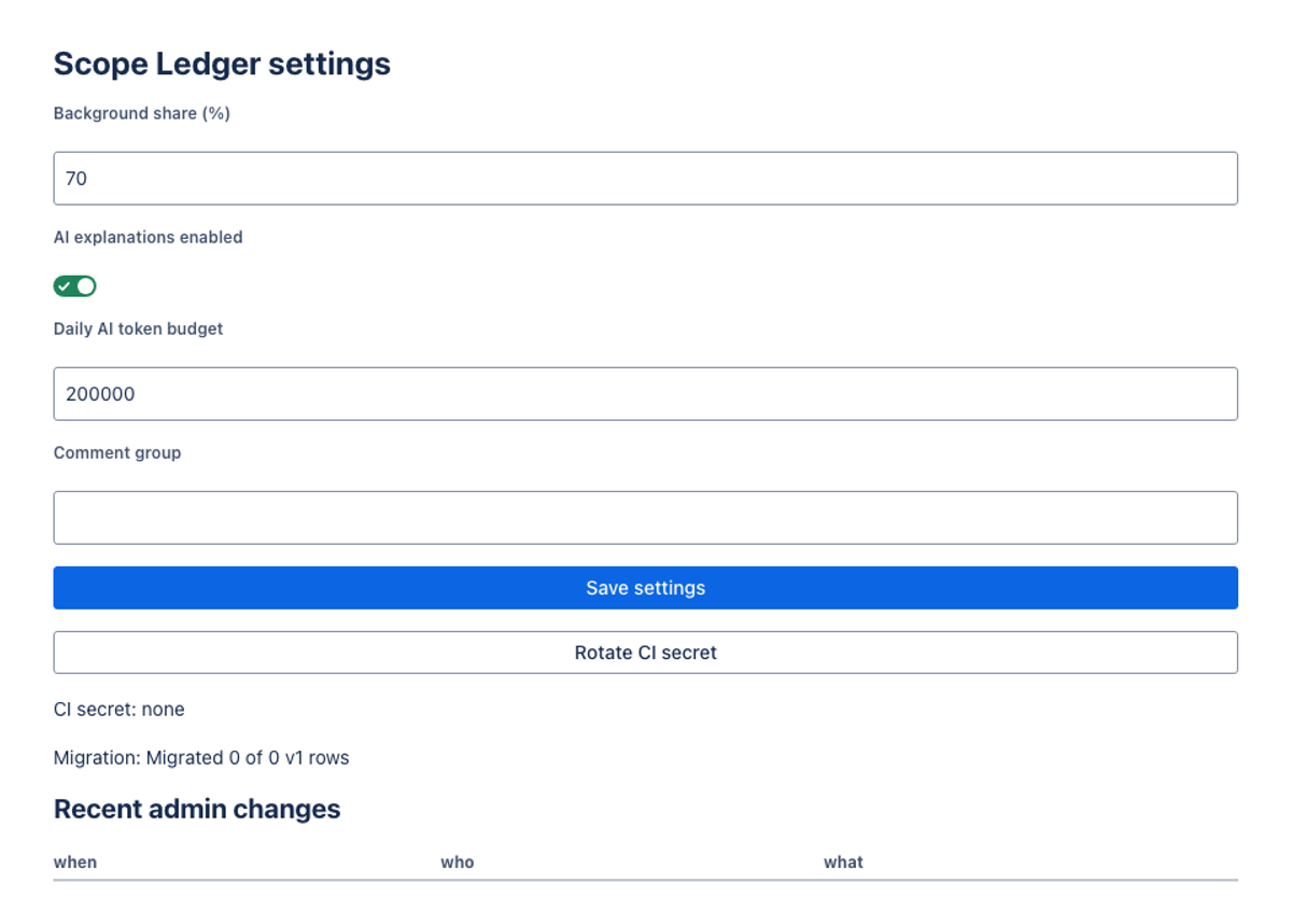 meta/muse-spark-1.3 · Build 1 on the Forge 2.0 agentic benchmark — Admin panel (UI Kit) · light: drawn by the benchmark from the app's component tree, not by Jira.