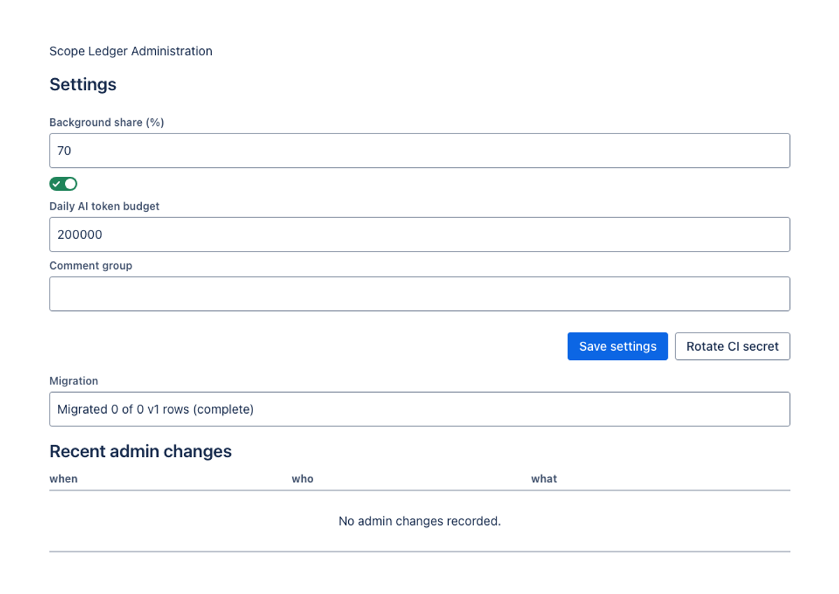 Gemini 3.8 Flash on Forge 2.0 on the Forge 2.0 agentic benchmark — Admin panel (UI Kit) · light: drawn by the benchmark from the app's component tree, not by Jira.