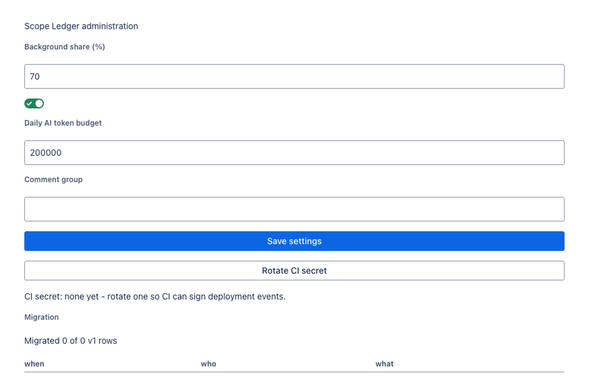 qwen/qwen3.8-max-prime · Build 1 on the Forge 2.0 agentic benchmark — Admin panel (UI Kit) · light: drawn by the benchmark from the app's component tree, not by Jira.