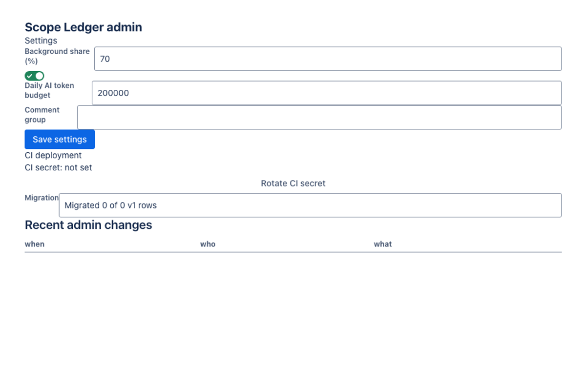 Qwen3.8-27B 8-bit · local Mac Goose on the Forge 2.0 agentic benchmark — Admin panel (UI Kit) · light: drawn by the benchmark from the app's component tree, not by Jira.