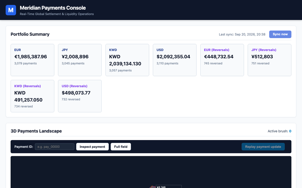 Gemini 3.8 Flash · SB7.1 pilot on the sb-7.1-rc agentic benchmark — Gemini-built payments console after synchronization