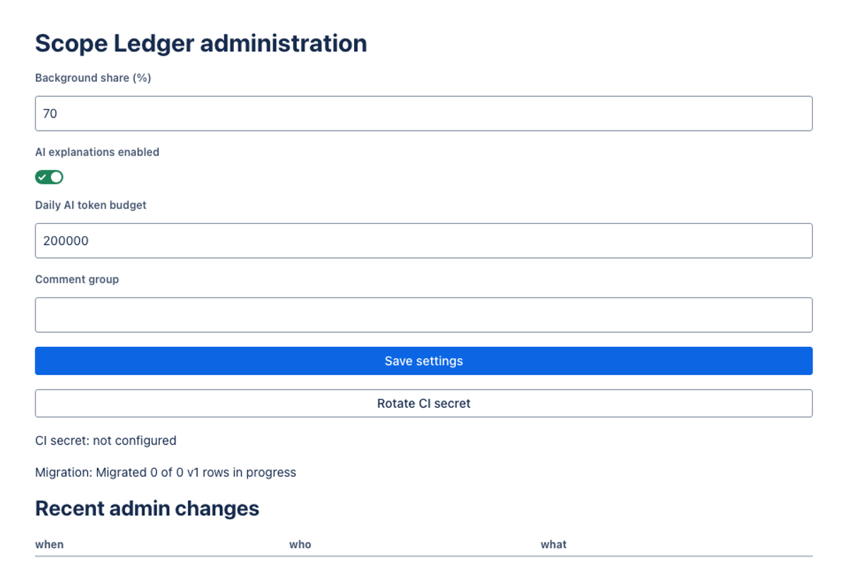 GPT 6 Luna on the Forge 2.0 agentic benchmark — Admin panel (UI Kit) · light: drawn by the benchmark from the app's component tree, not by Jira.