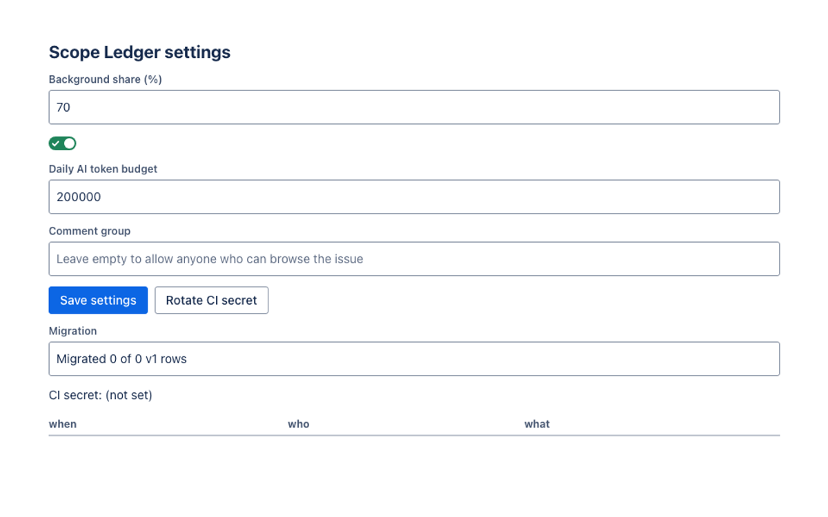 MiMo v2.6 Flash · Forge 2.0 · independent build 1 on the Forge 2.0 agentic benchmark — Admin panel (UI Kit) · light: drawn by the benchmark from the app's component tree, not by Jira.