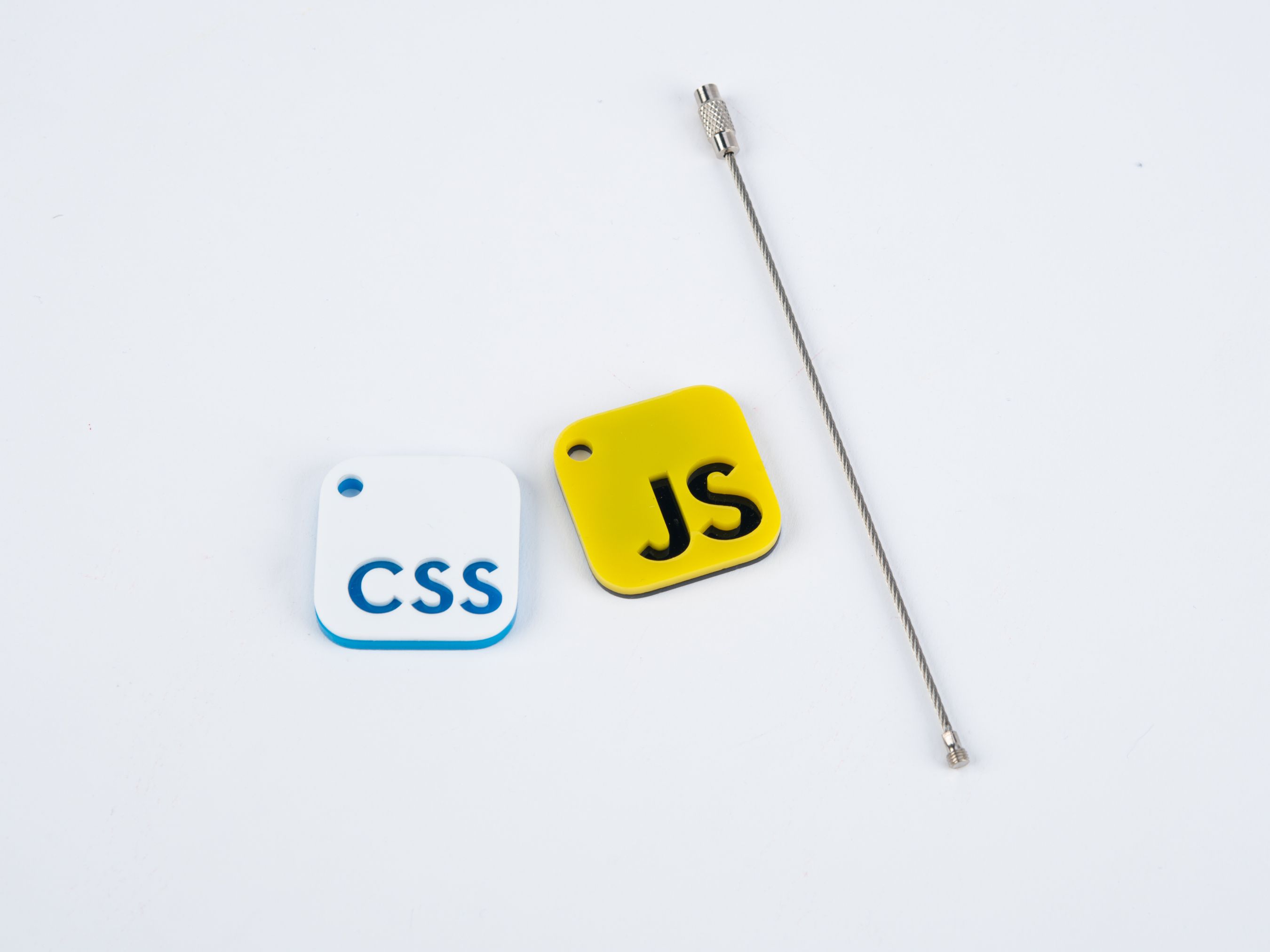 CSS and JS acrylic charms with a cable ring