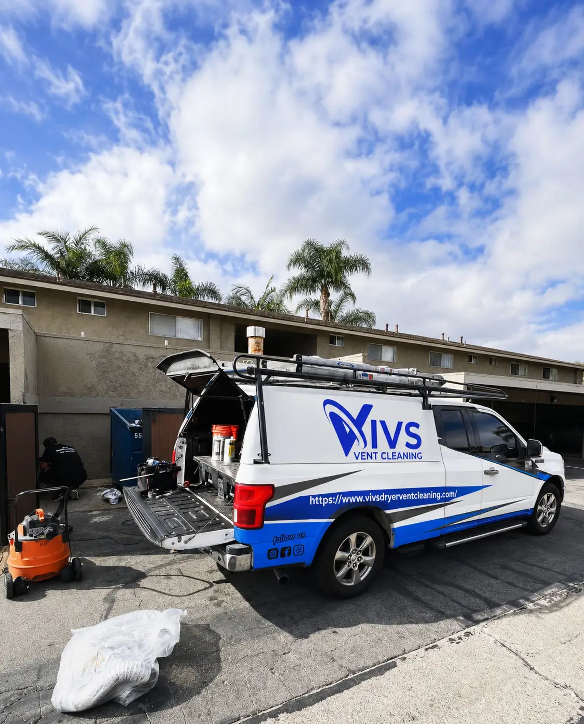 Viv's truck tackling vent cleanings