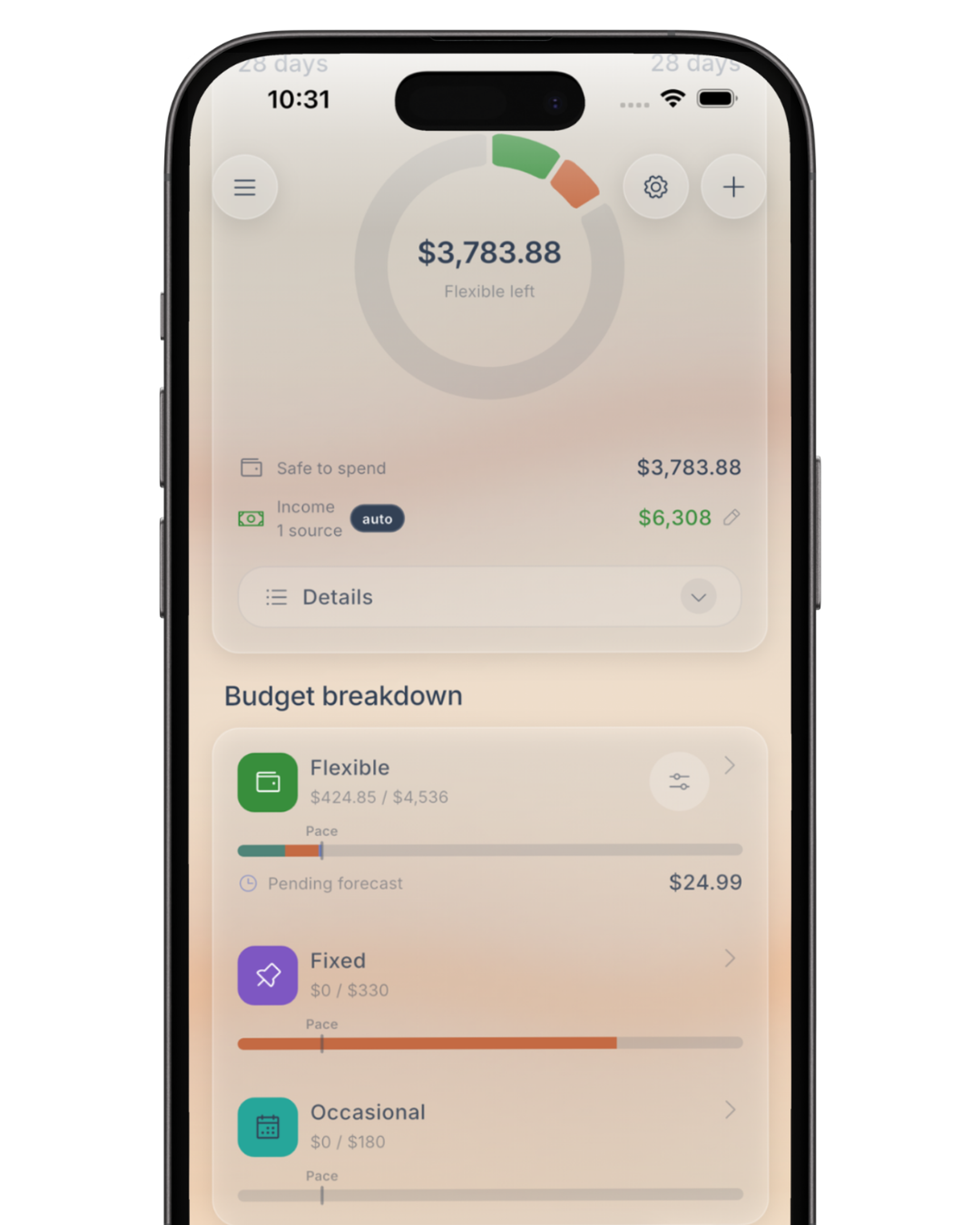 flex budget on iphone