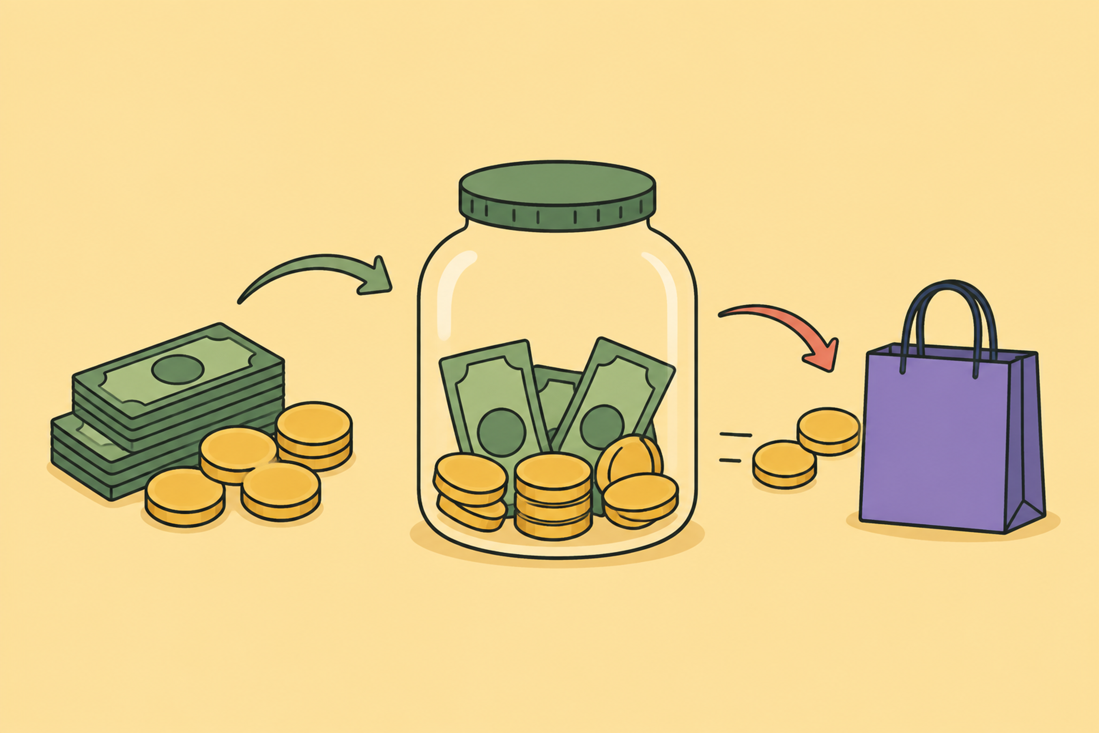 money saved in jar and then spent