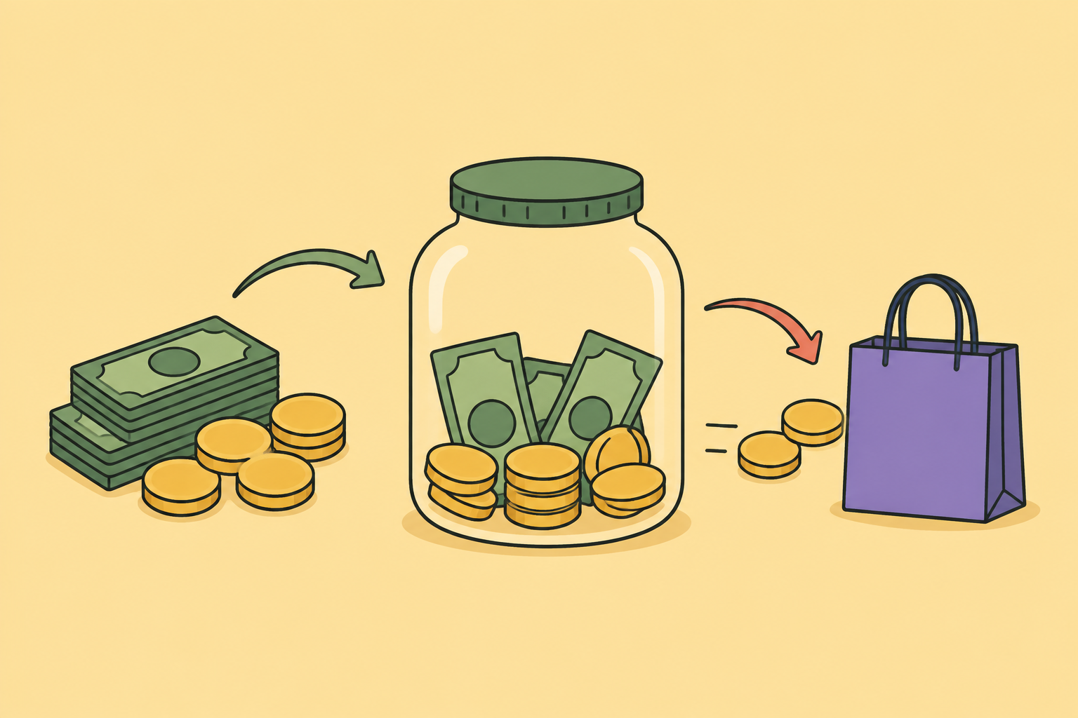 money saved in jar and then spent