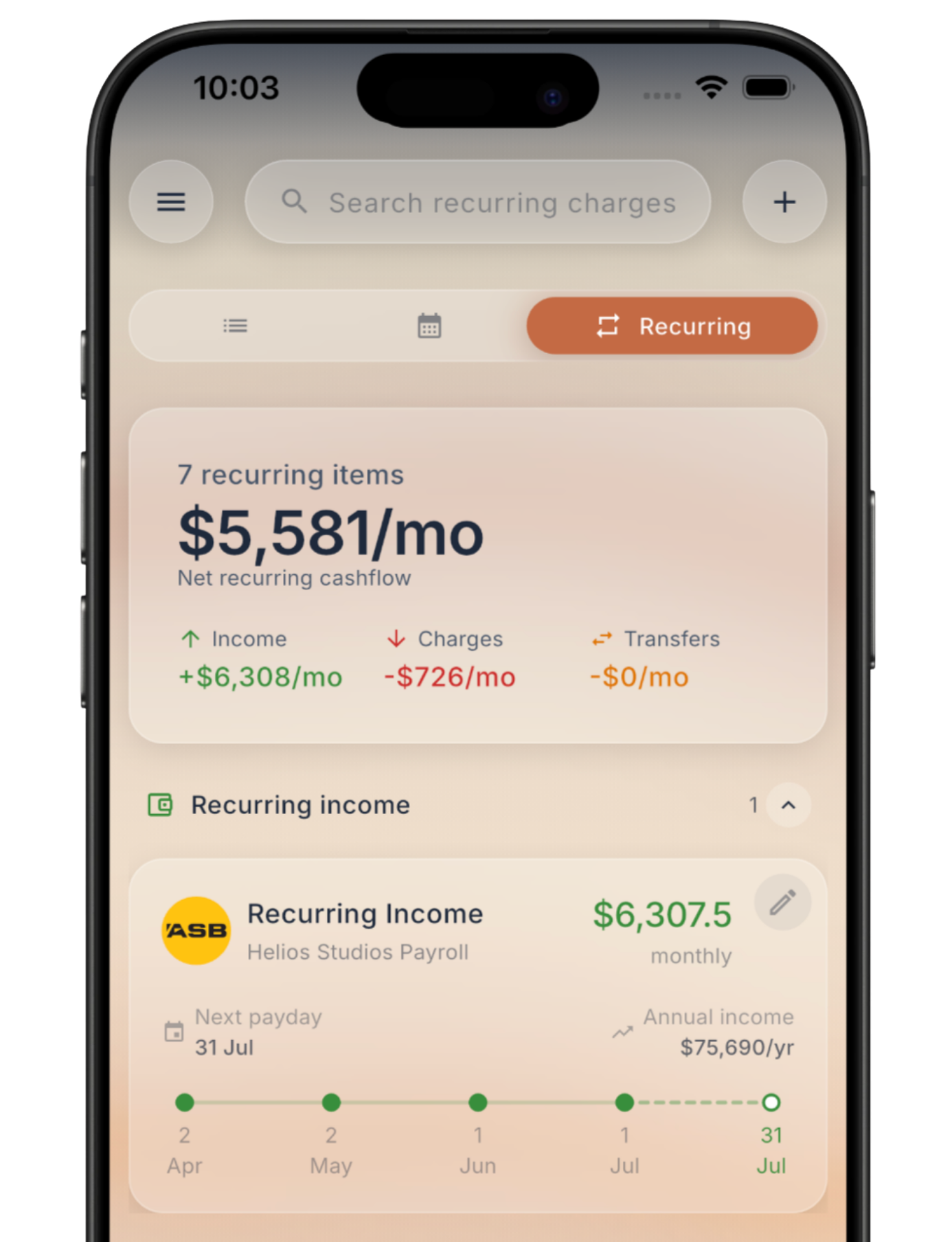Recurring charge on phone