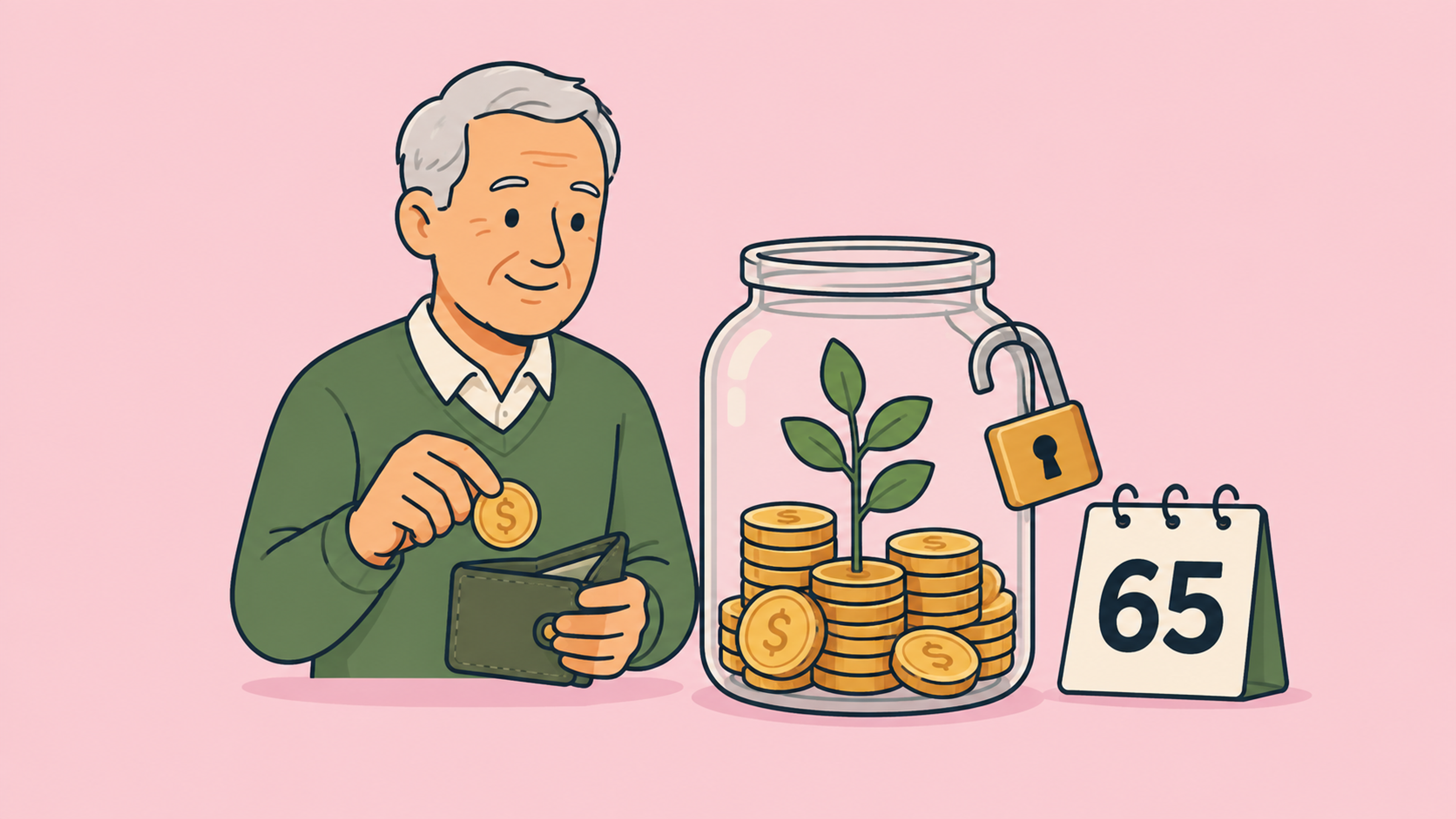 A person withdrawing some KiwiSaver money at age 65 while leaving the rest invested.