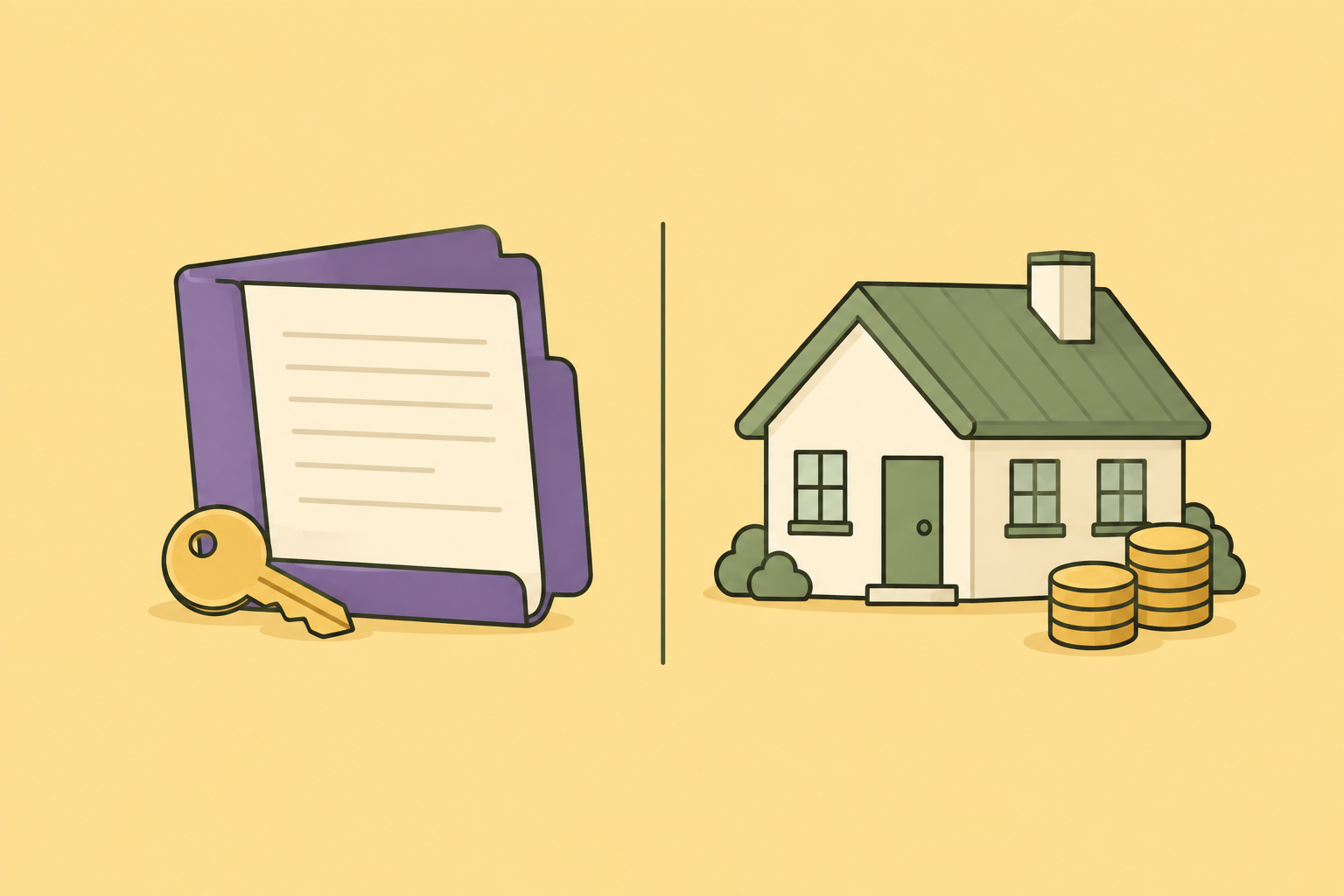 “Rental agreement and key compared with a New Zealand home and deposit coins.
