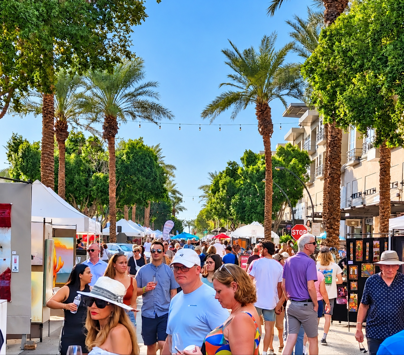 Art and festival visitors at Kierland Commons in Scottsdale, Arizona