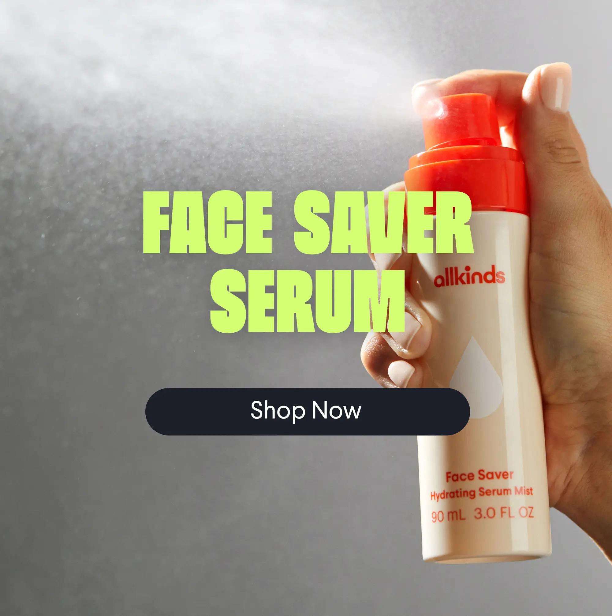 person holding face saver serum and spraying it