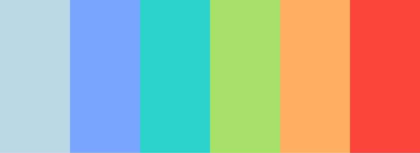 a rainbow of colors in a row on a white background .