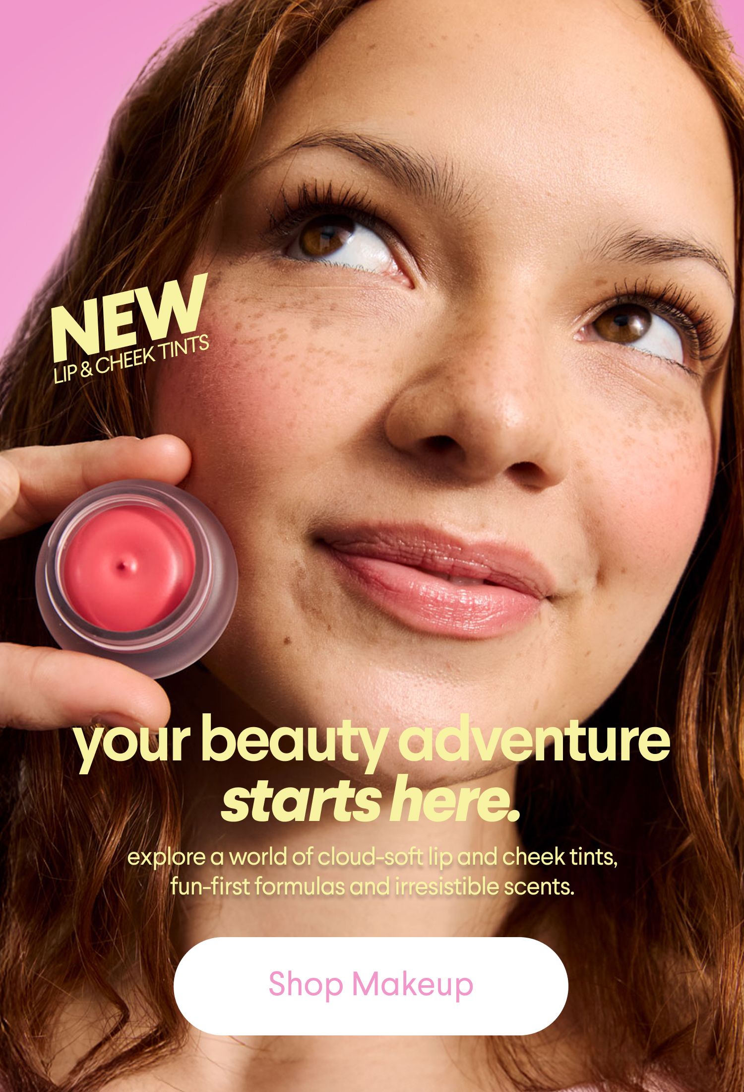an advertisement for new lip and cheek tints