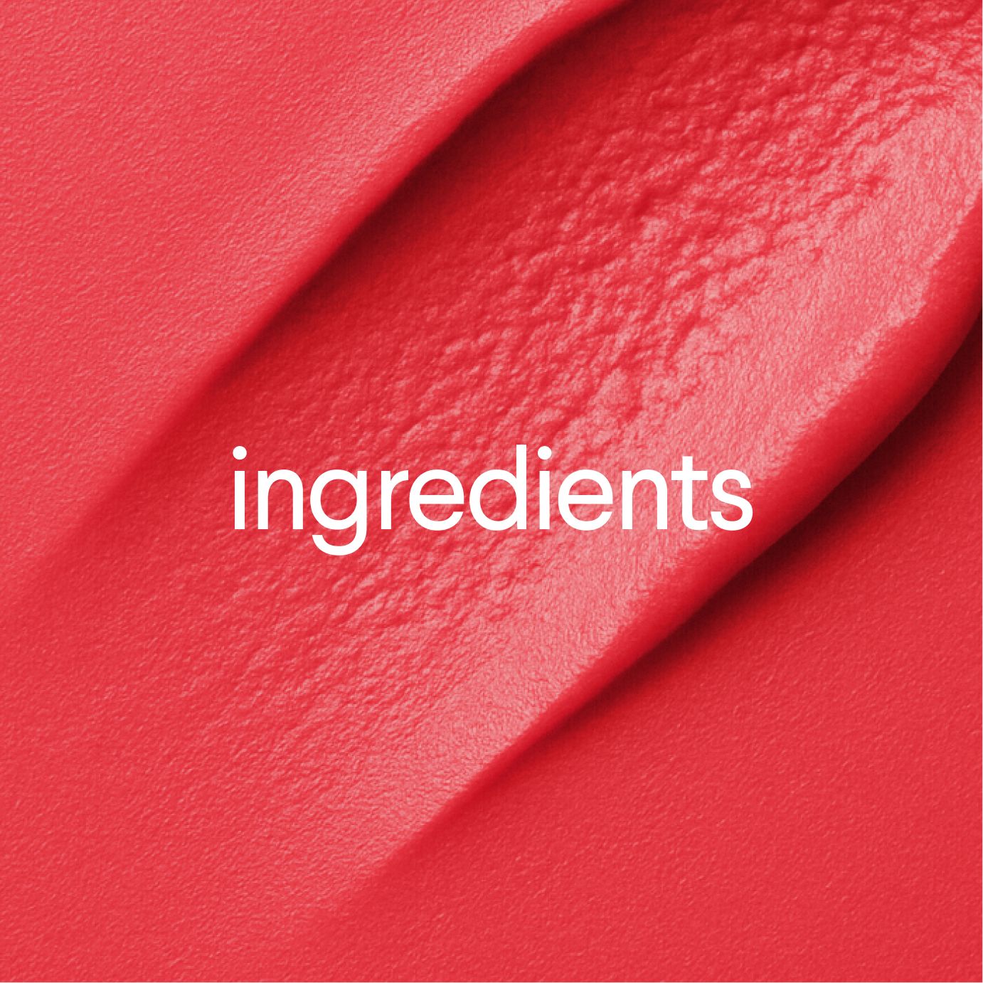 a close up of a red lipstick with the words `` ingredients '' below it .