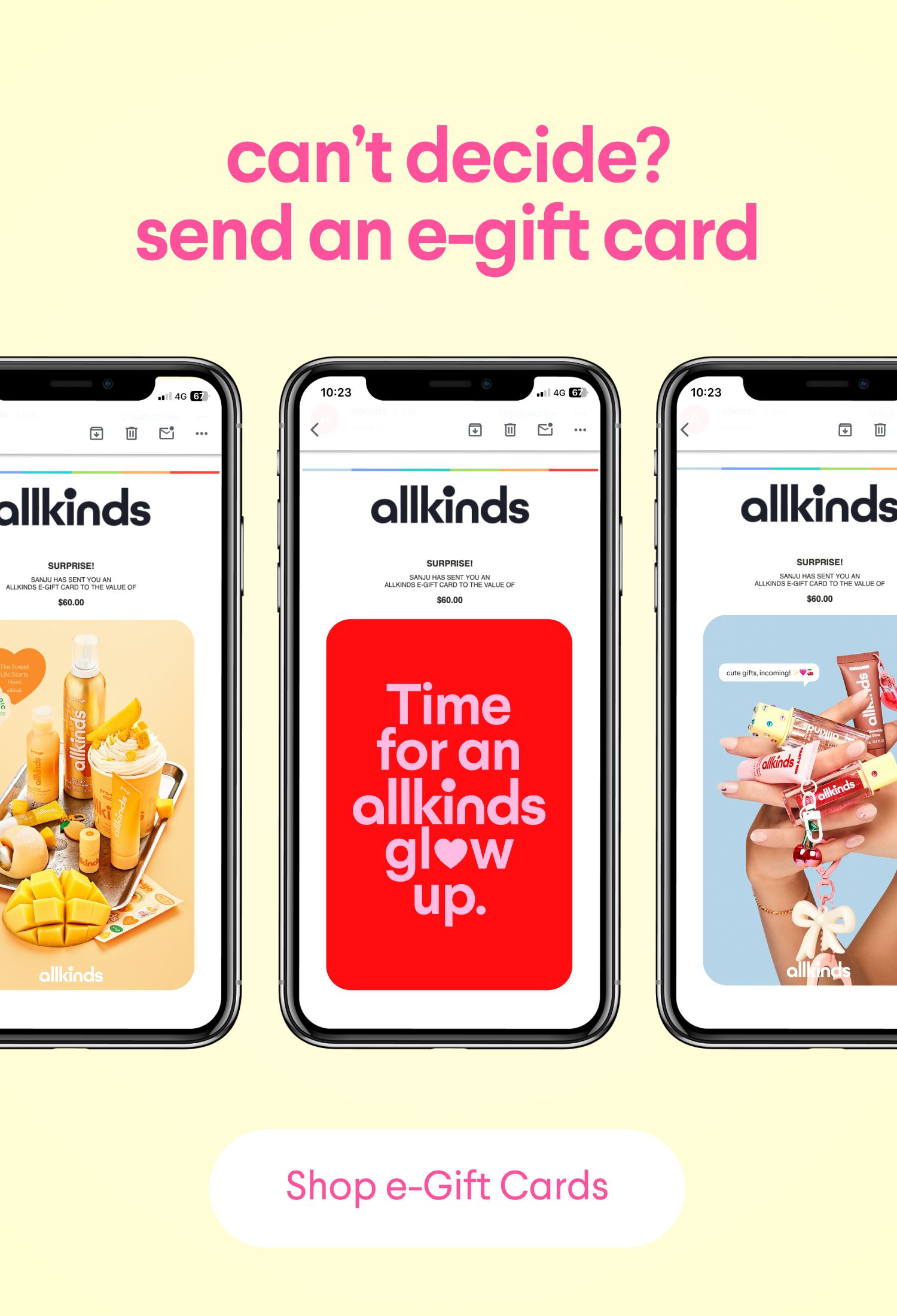 three cell phones with allkinds emails on them