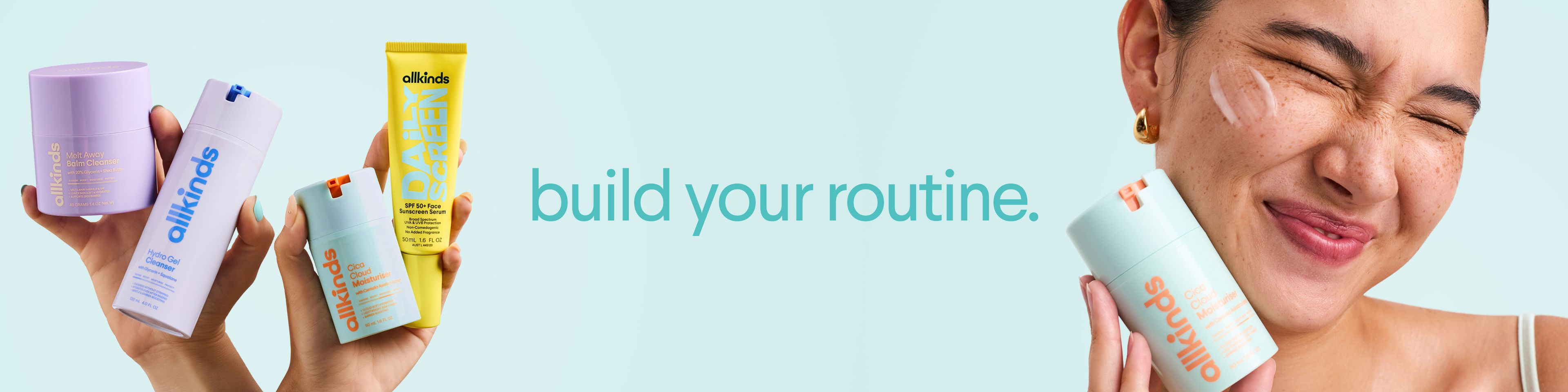 Text that says "this isn't adult skincare scaled down" on a white bubbly background.