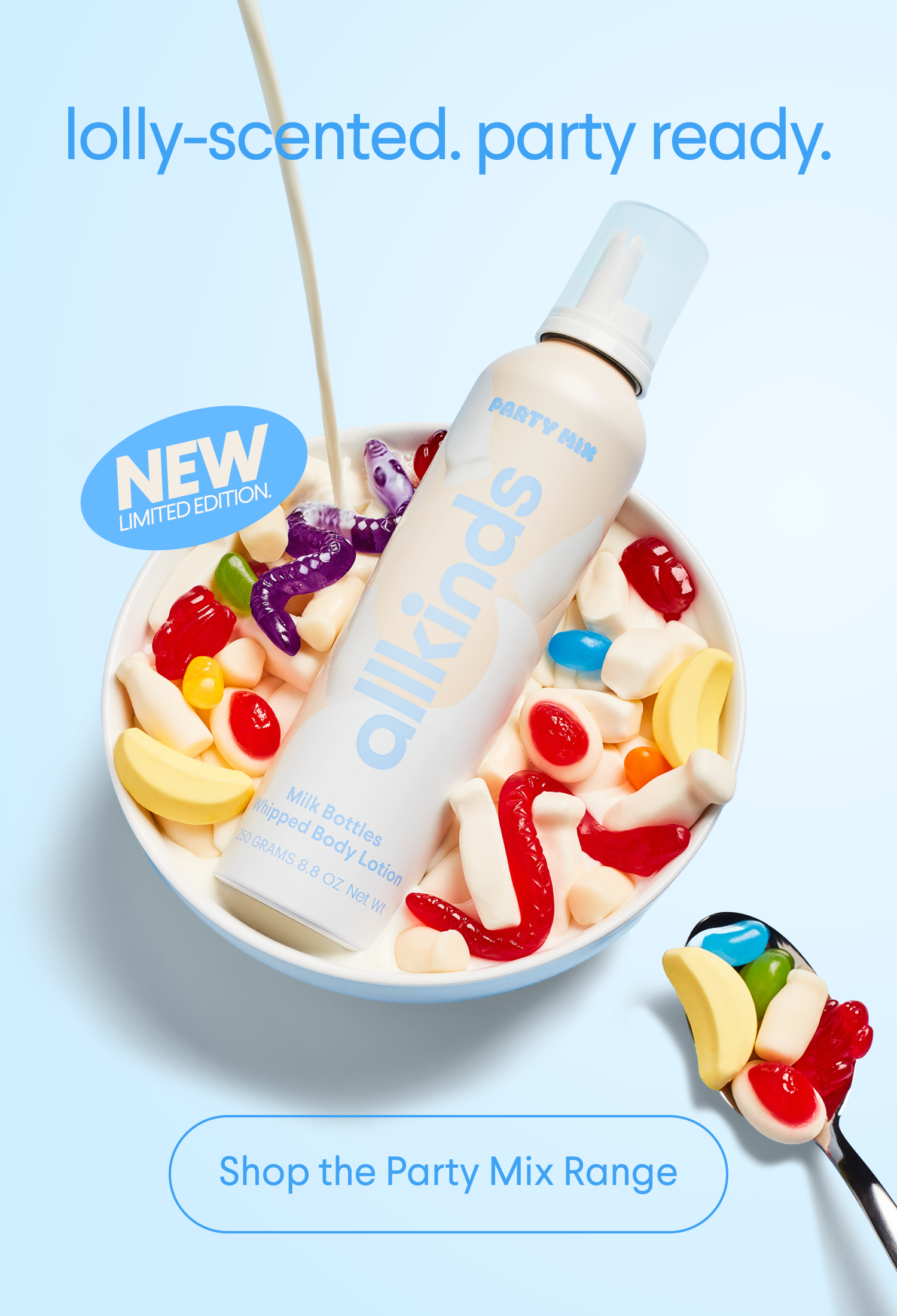 a bottle of allkinds milk berries scented body lotion