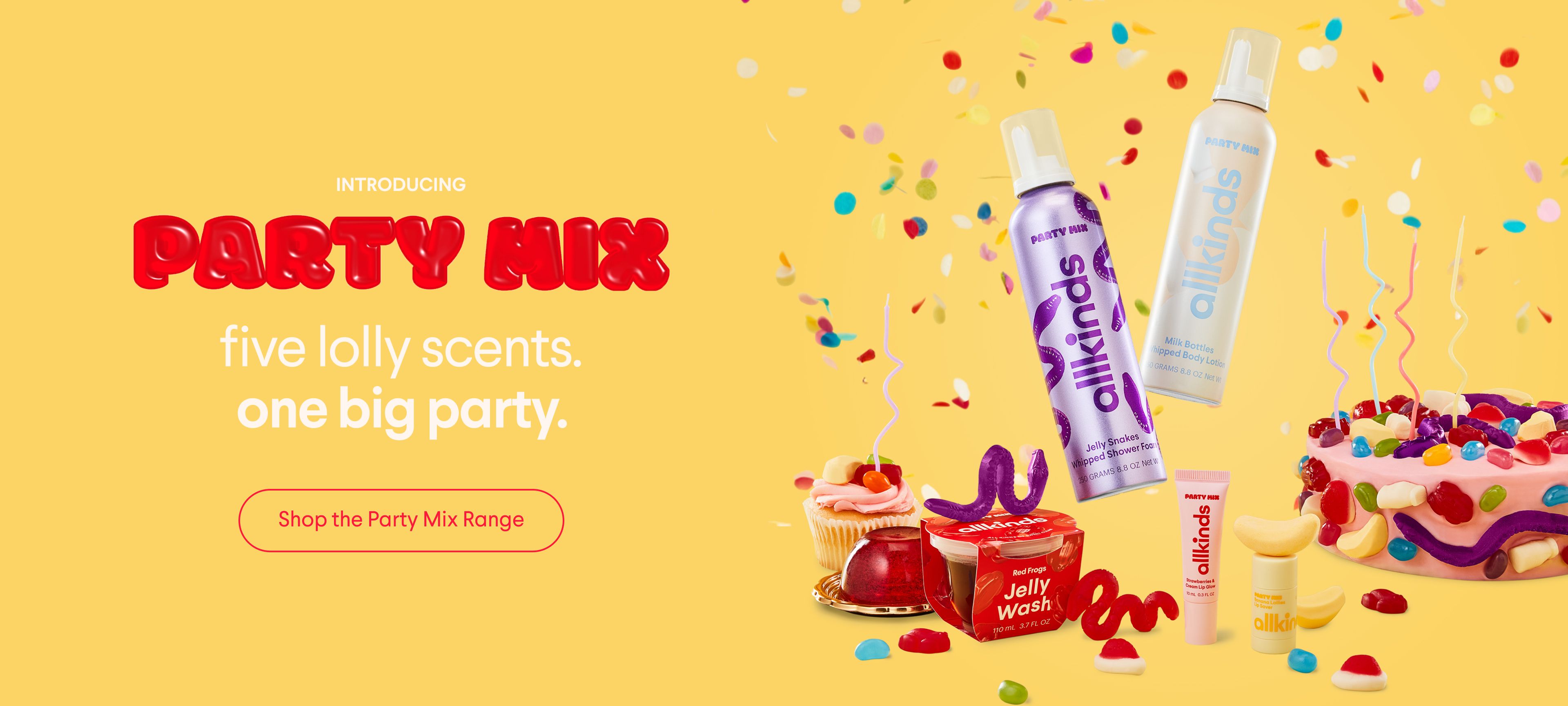 Allkinds New Collection Party Mix featuring Whipped Shower Foam and Whipped Body Lotion