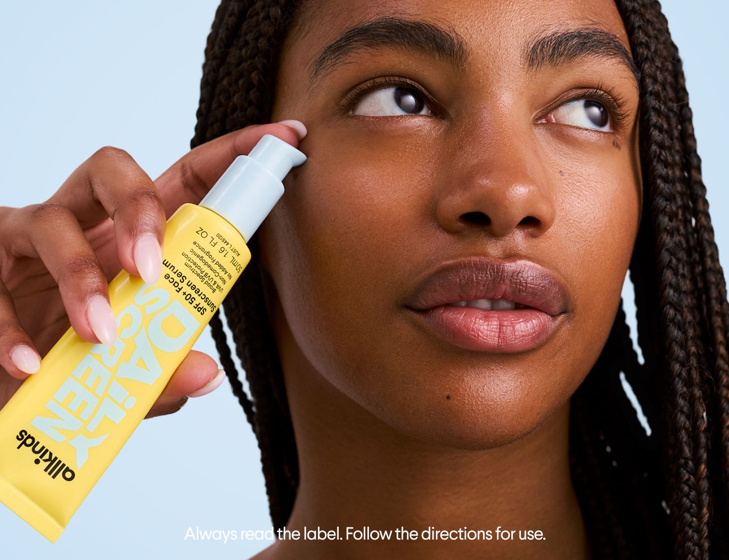 allkinds skincare routine: cleanser, toner, moisturizer, and SPF 50+ sunscreen.