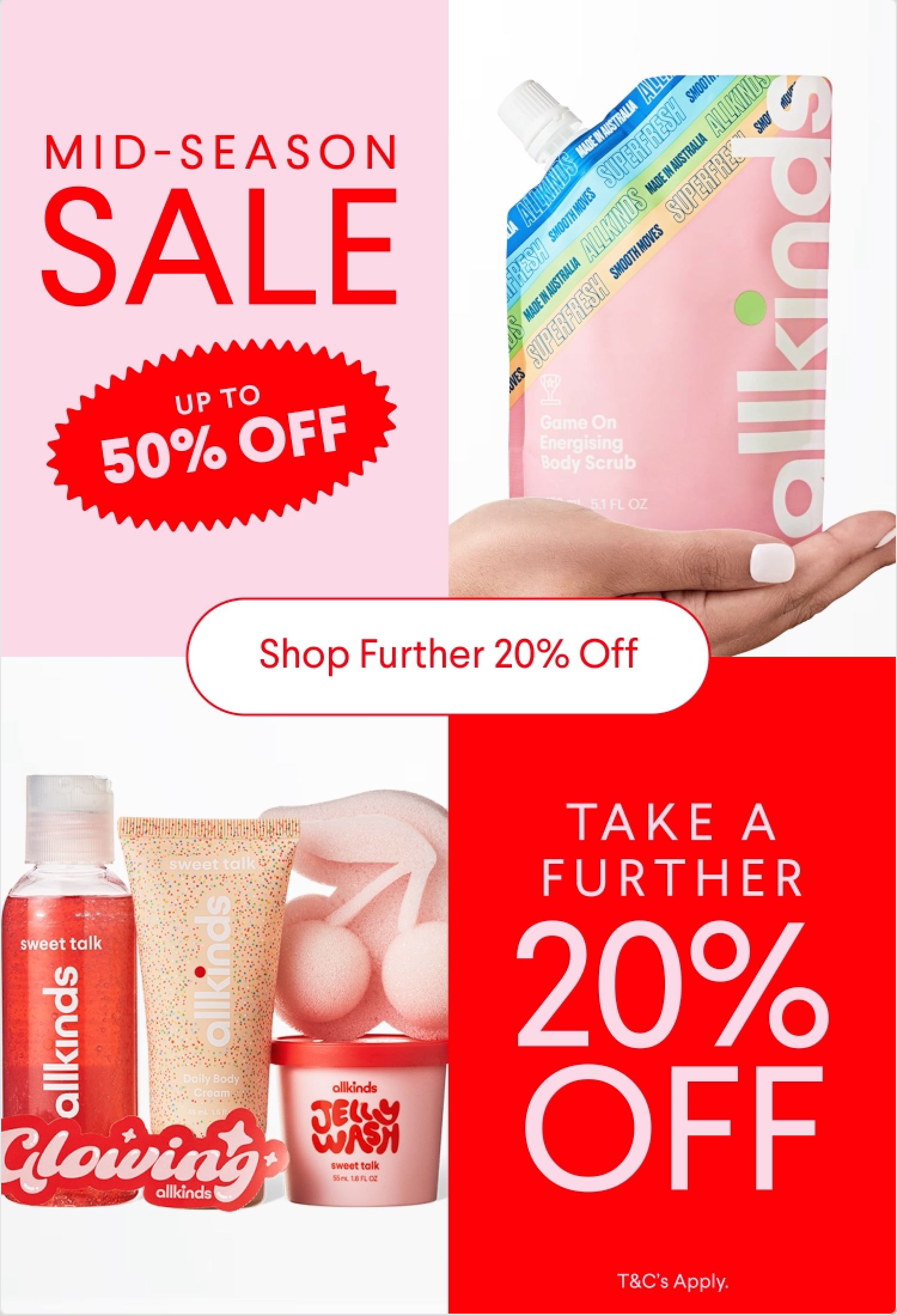 an advertisement for mid-season sale that says take a further 20 % off