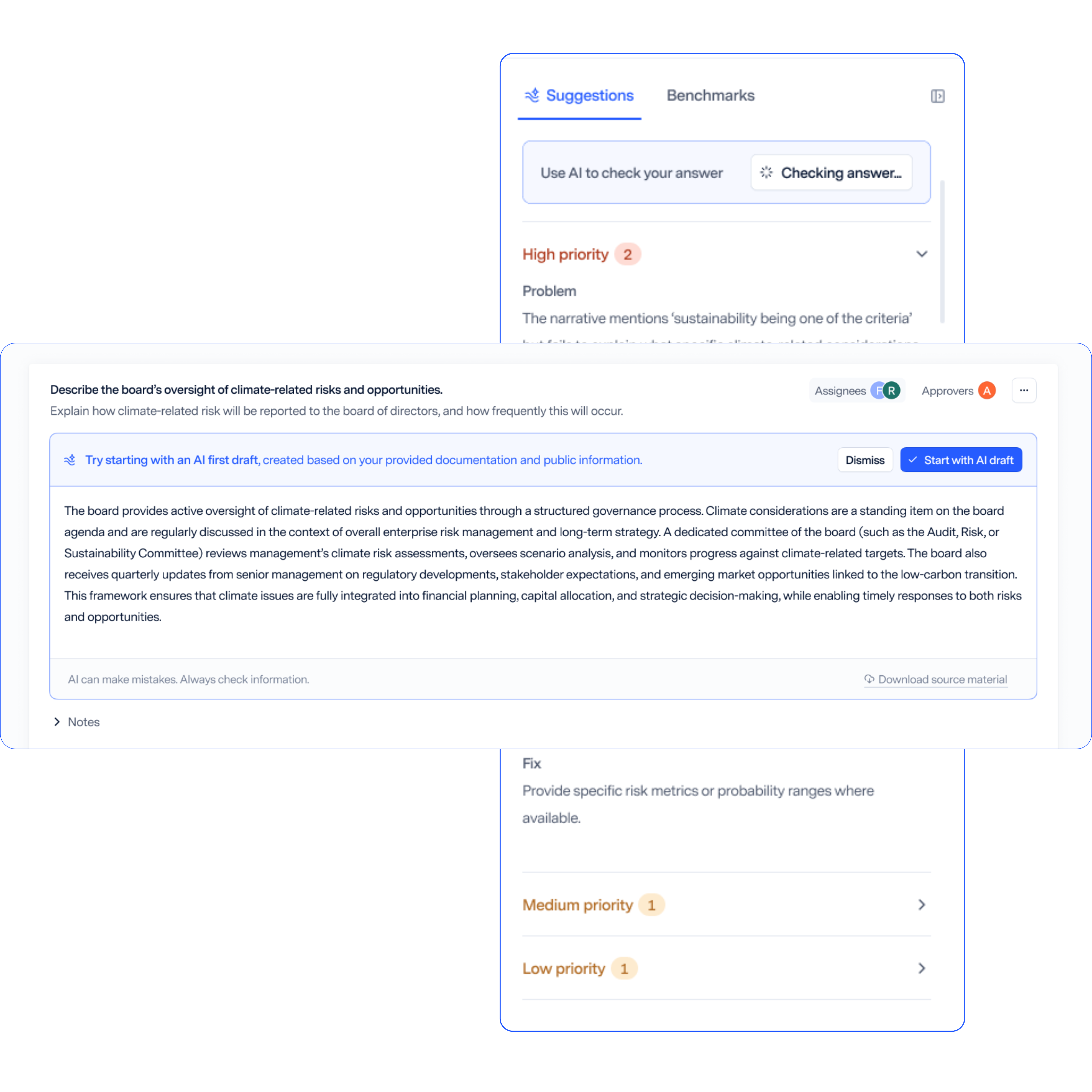 A view of Watershed AI report authoring