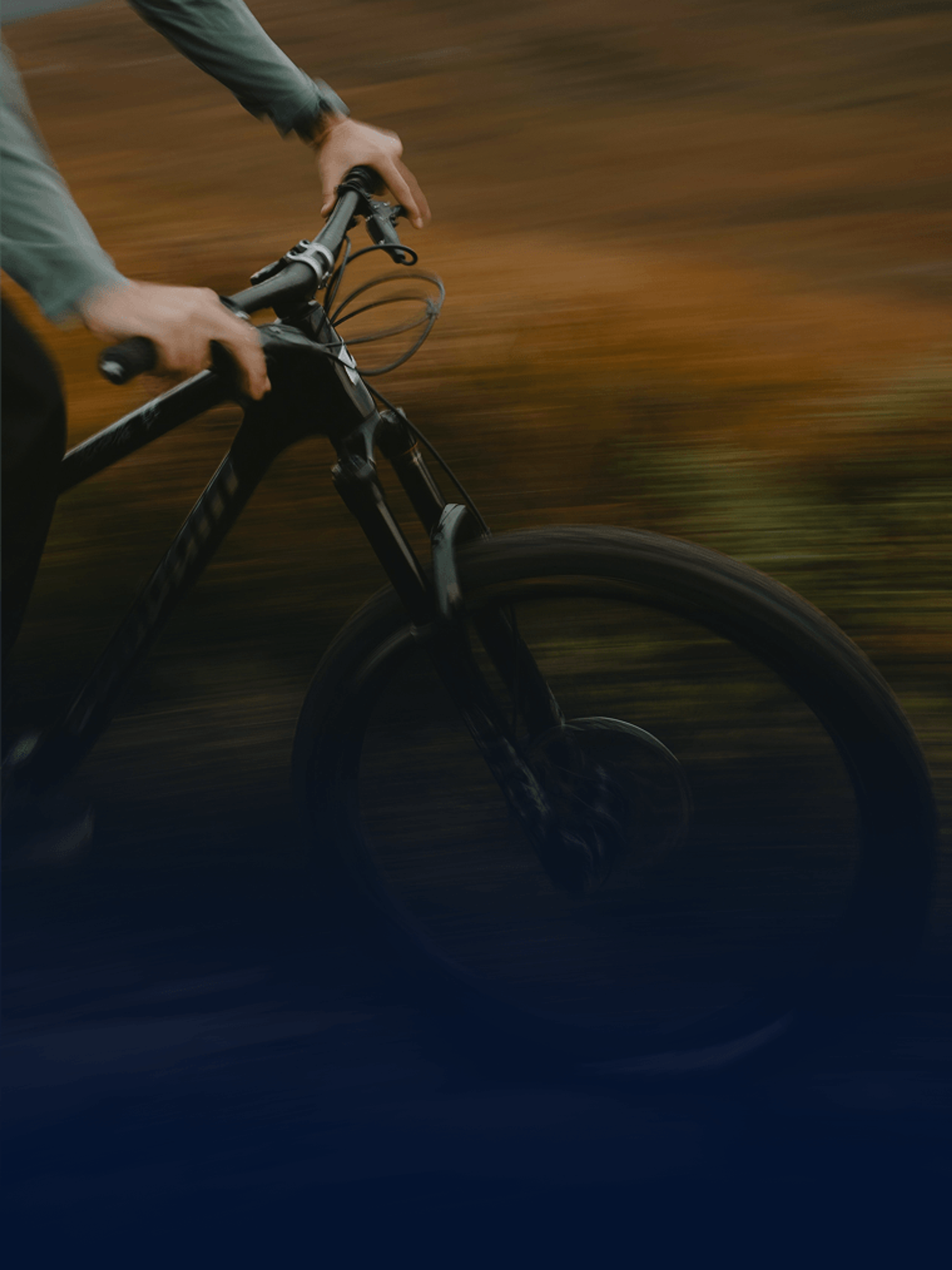 Image of a mountain biker riding at high speeds