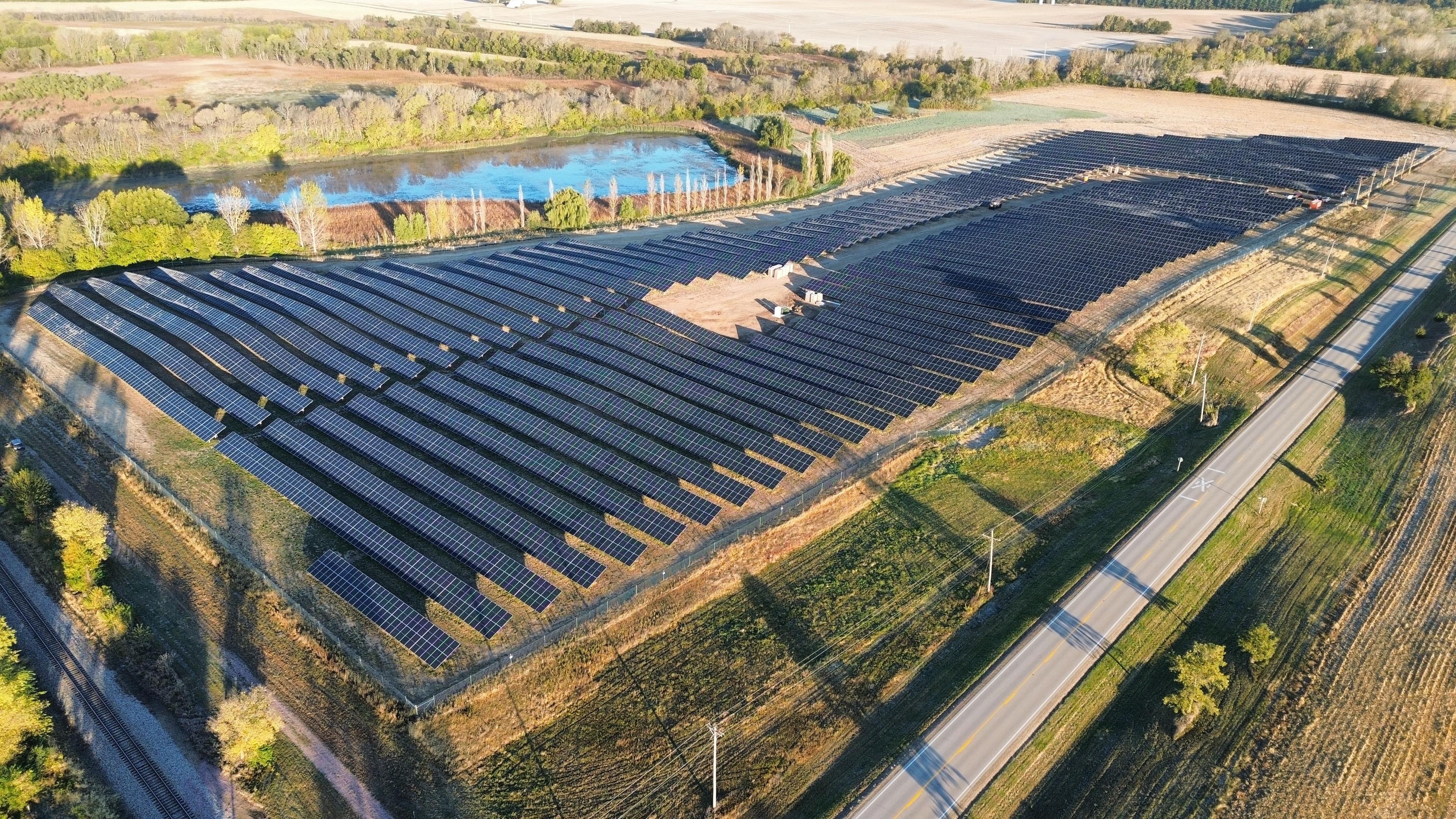 aerial view of solar panels