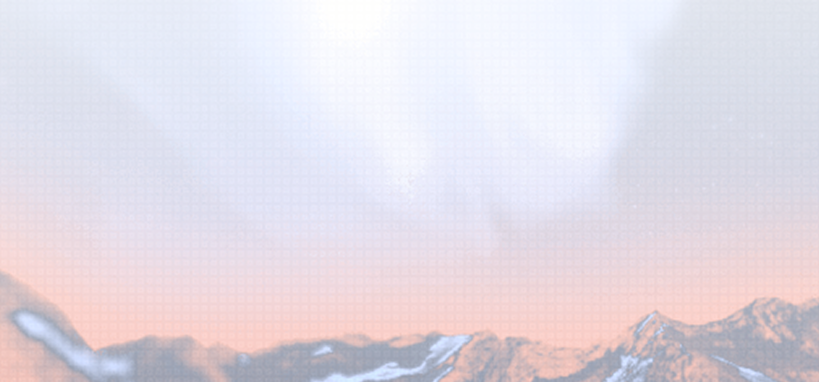 A background of orange and light blue over some mountains